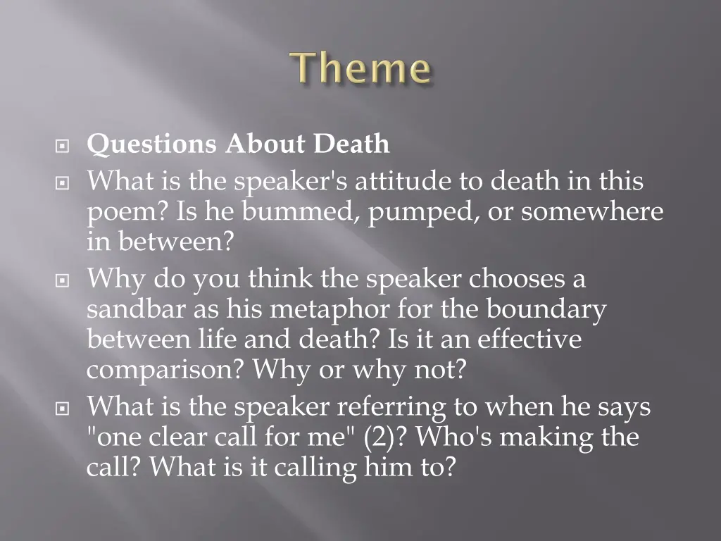 questions about death what is the speaker