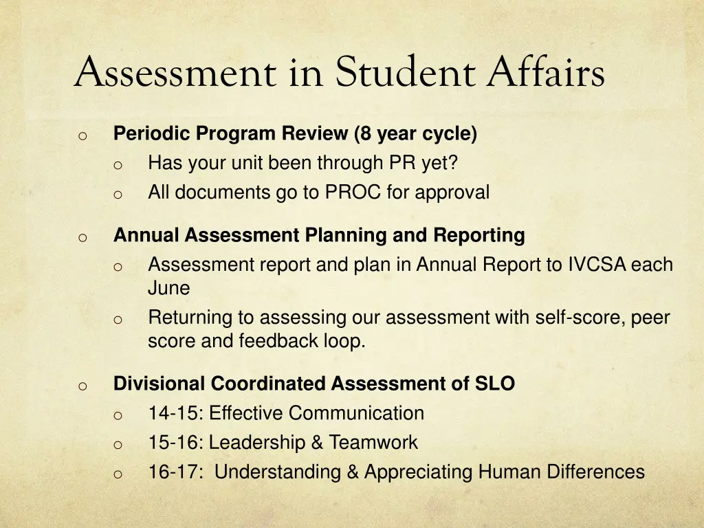 assessment in student affairs