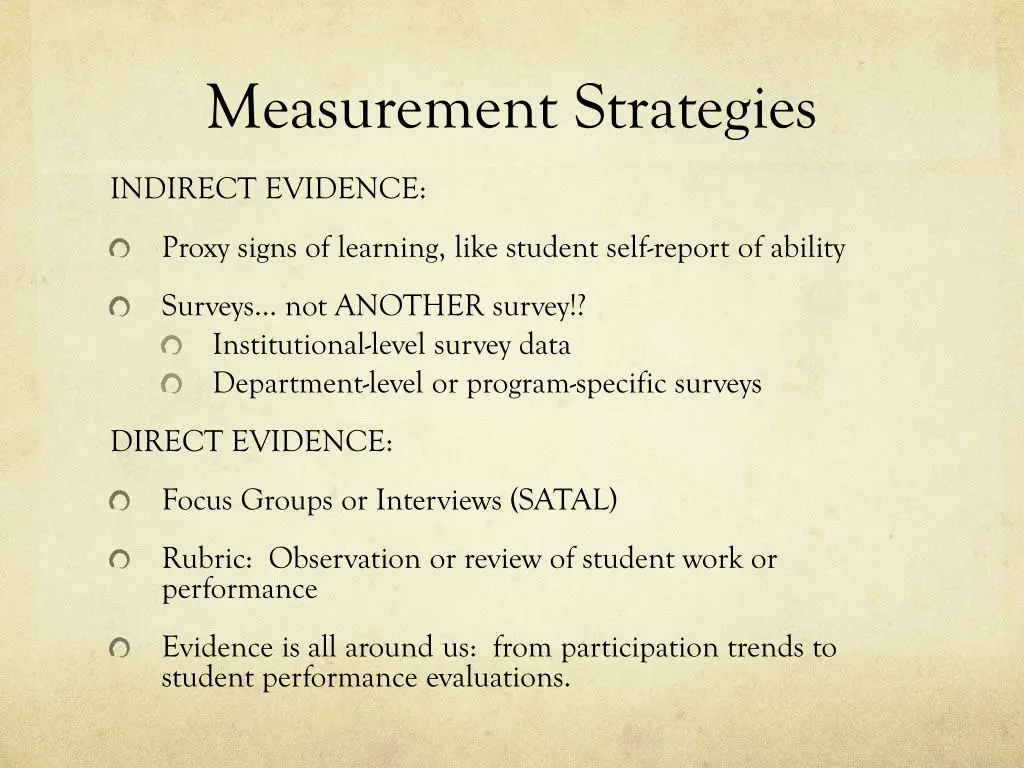 measurement strategies