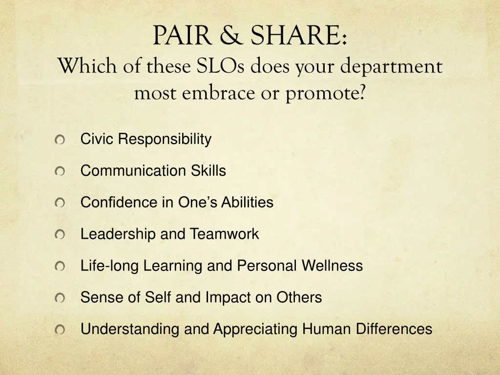 pair share which of these slos does your