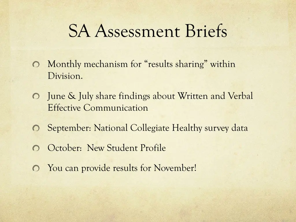 sa assessment briefs