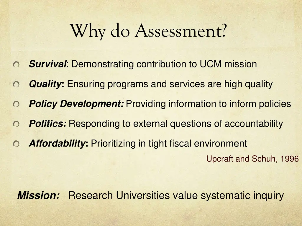 why do assessment