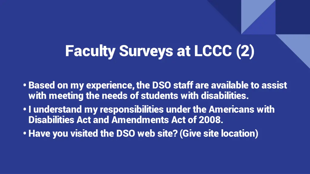 faculty surveys at lccc 2