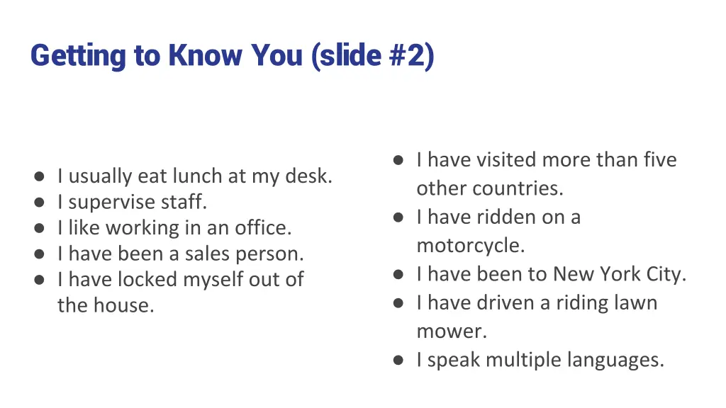 getting to know you slide 2