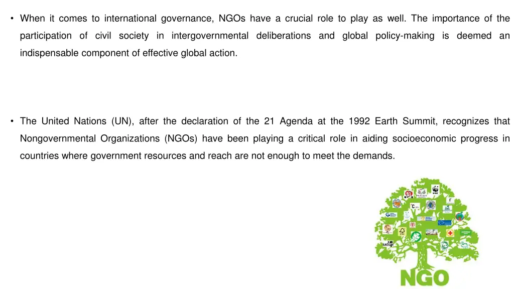 when it comes to international governance ngos