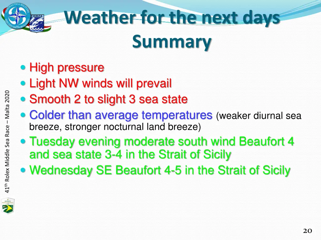 weather for the next days summary