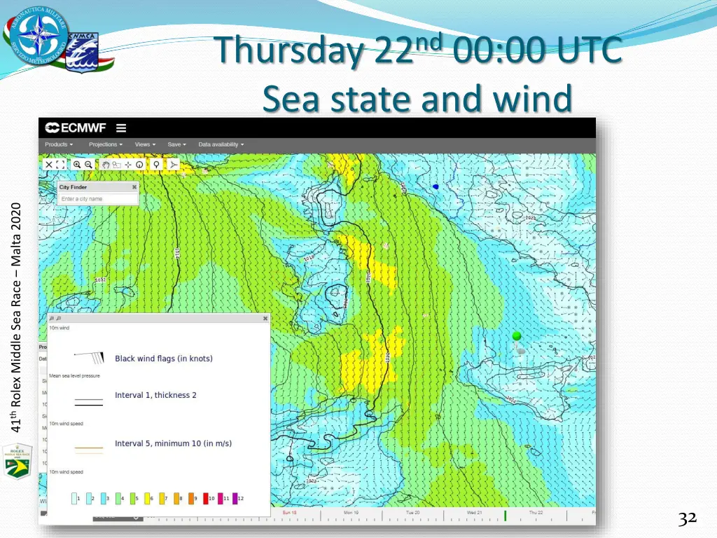 thursday 22 nd 00 00 utc sea state and wind