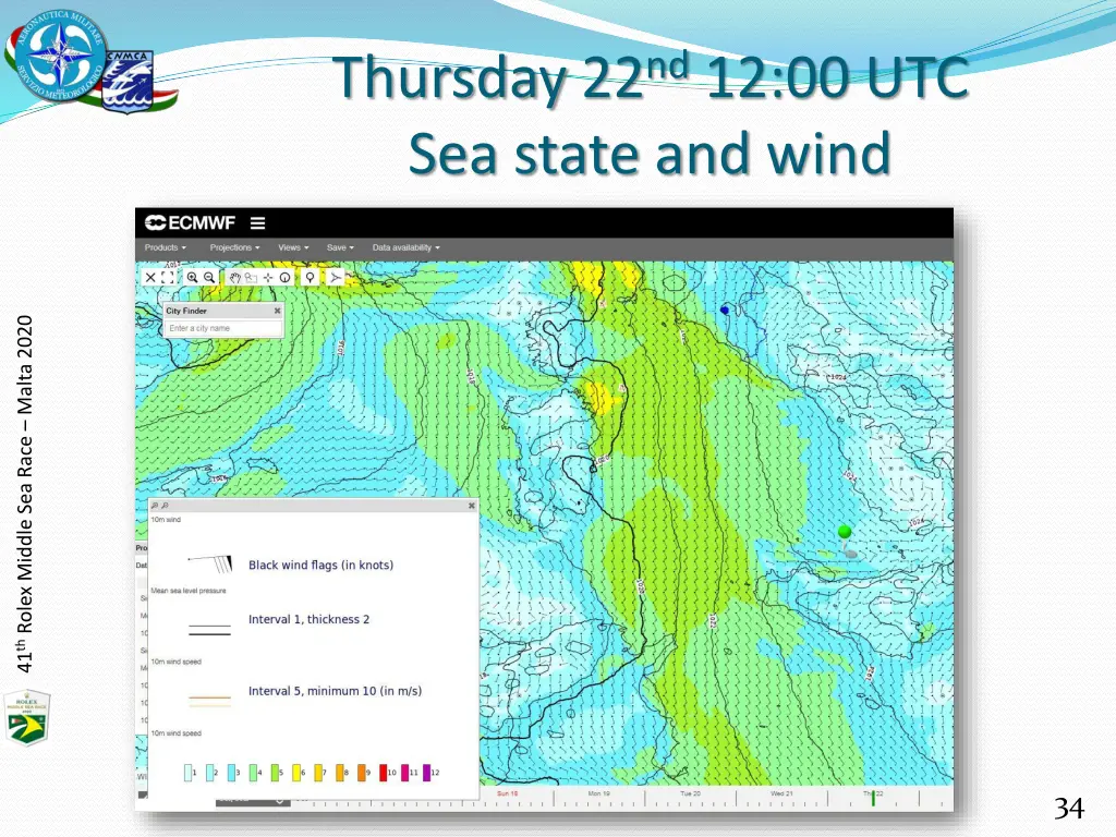 thursday 22 nd 12 00 utc sea state and wind