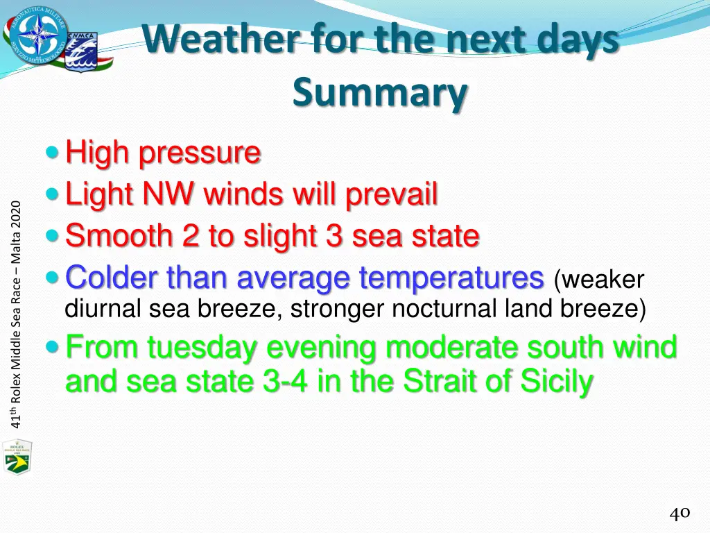 weather for the next days summary