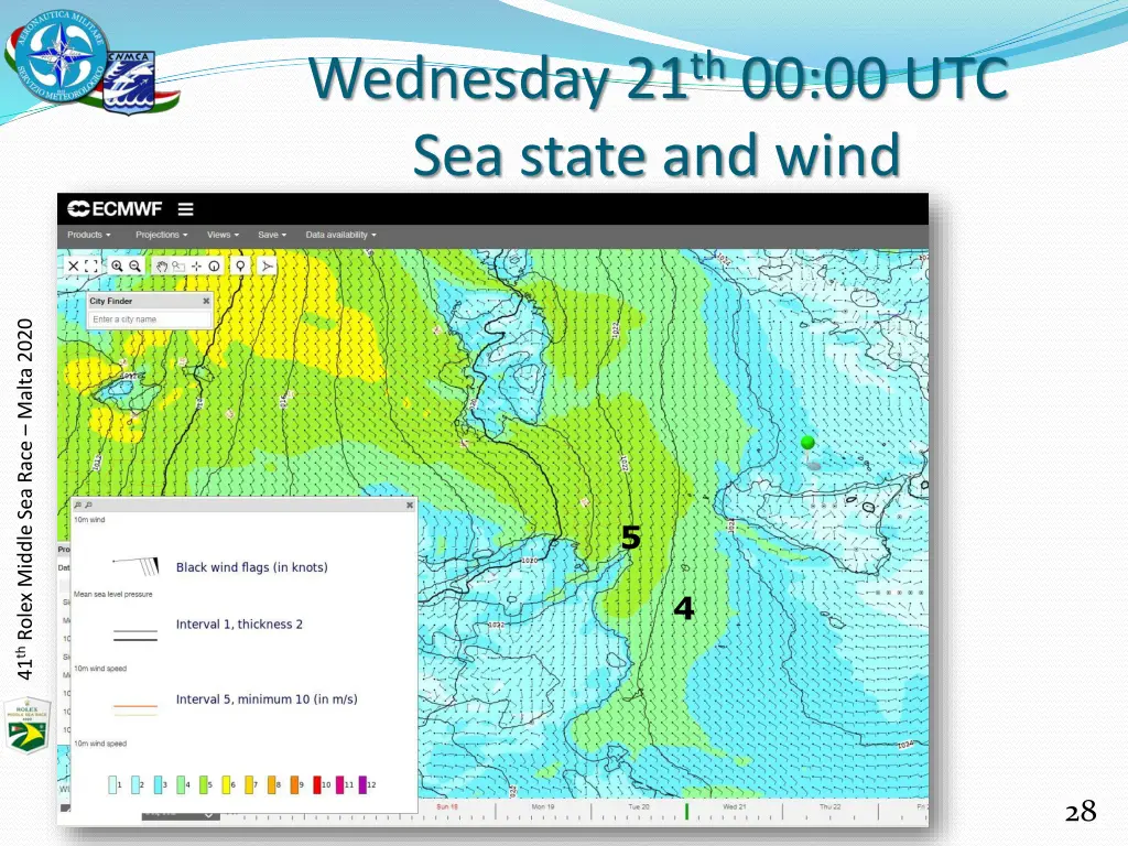 wednesday 21 th 00 00 utc sea state and wind