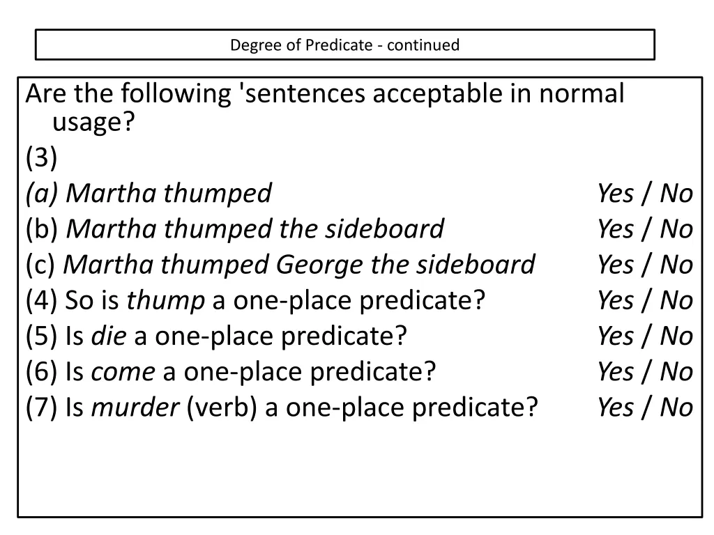 degree of predicate continued