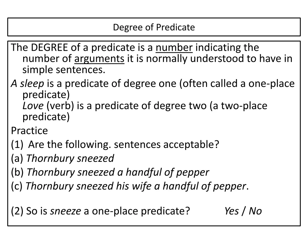 degree of predicate