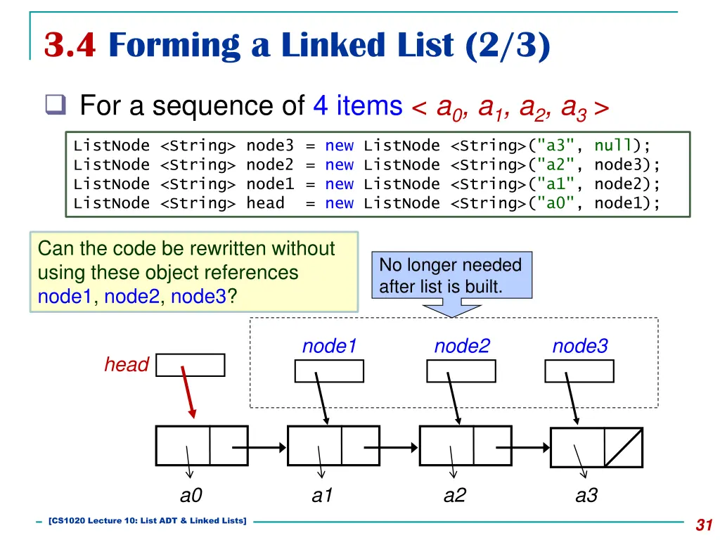 3 4 forming a linked list 2 3