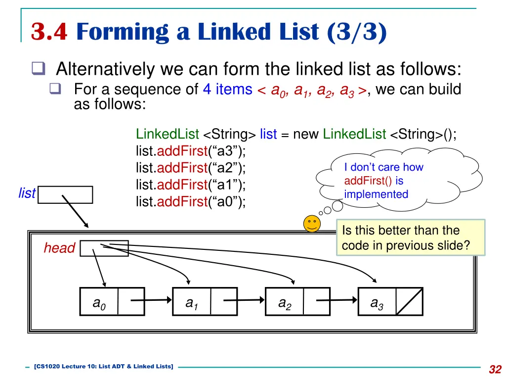 3 4 forming a linked list 3 3