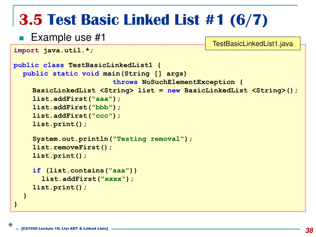 3 5 test basic linked list 1 6 7 example