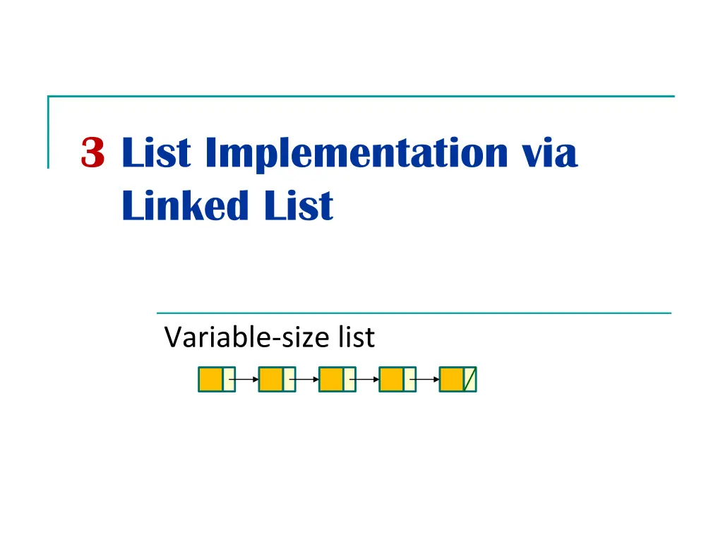 3 list implementation via linked list