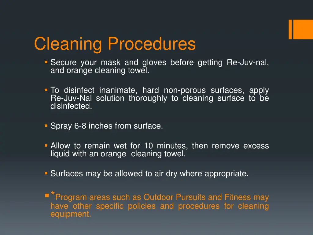 cleaning procedures secure your mask and gloves