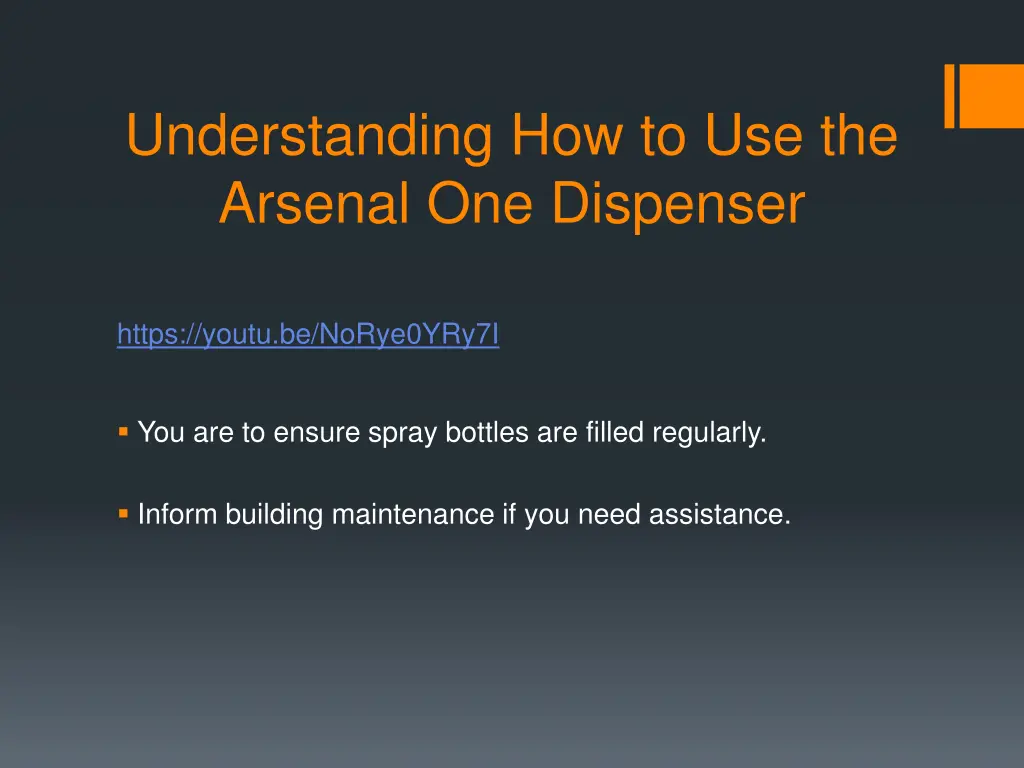 understanding how to use the arsenal one dispenser