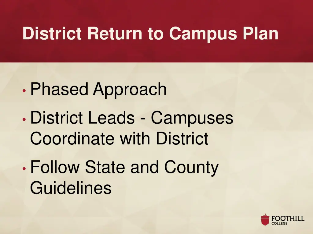 district return to campus plan