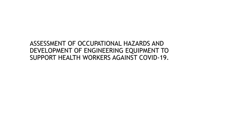 assessment of occupational hazards