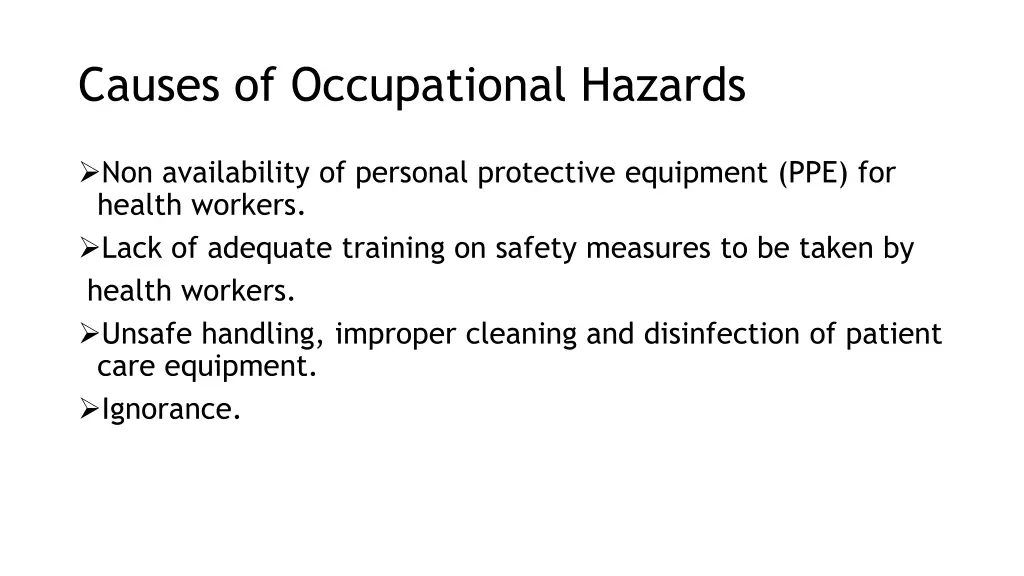 causes of occupational hazards