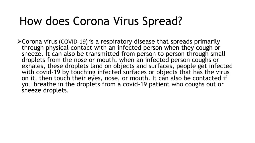 how does corona virus spread