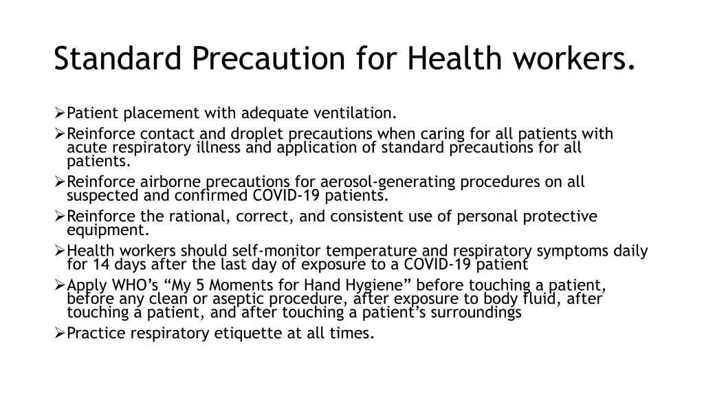 standard precaution for health workers