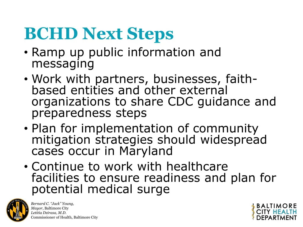 bchd next steps ramp up public information