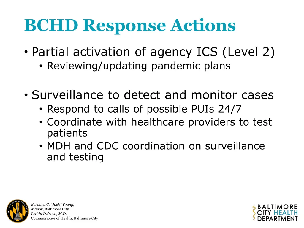 bchd response actions