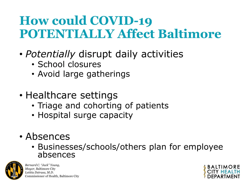 how could covid 19 potentially affect baltimore