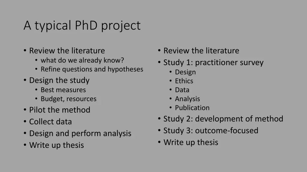 a typical phd project