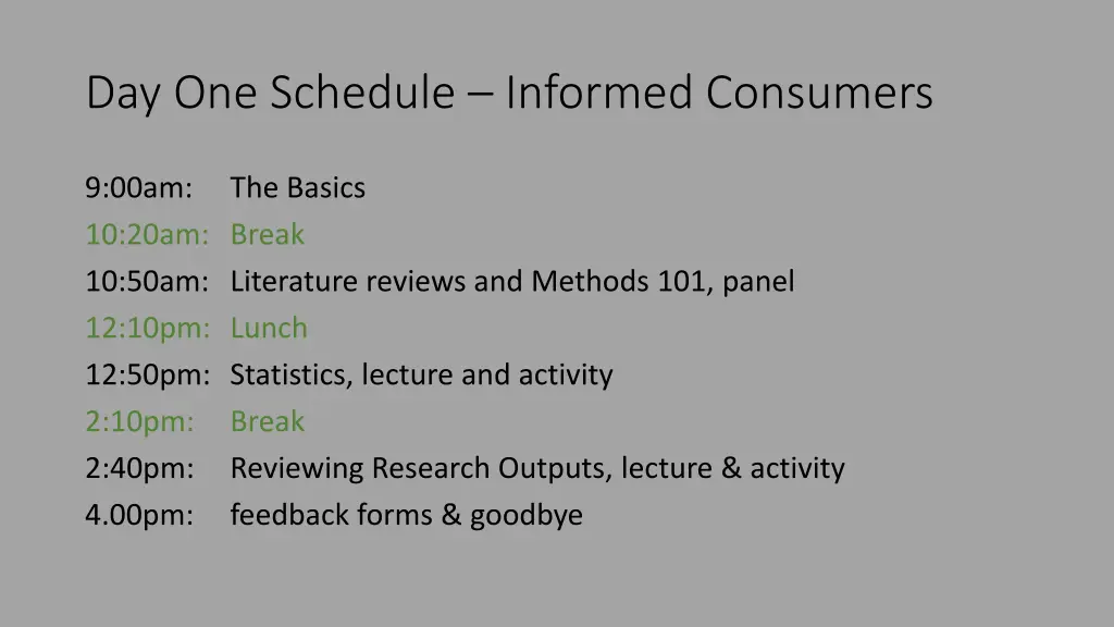 day one schedule informed consumers