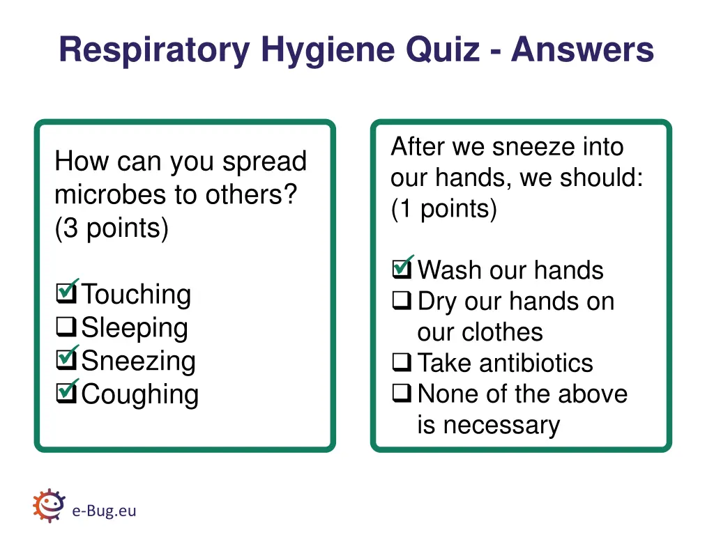 respiratory hygiene quiz answers