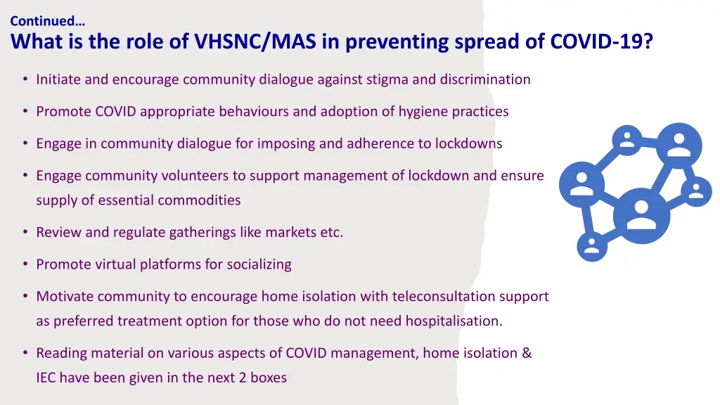 continued what is the role of vhsnc