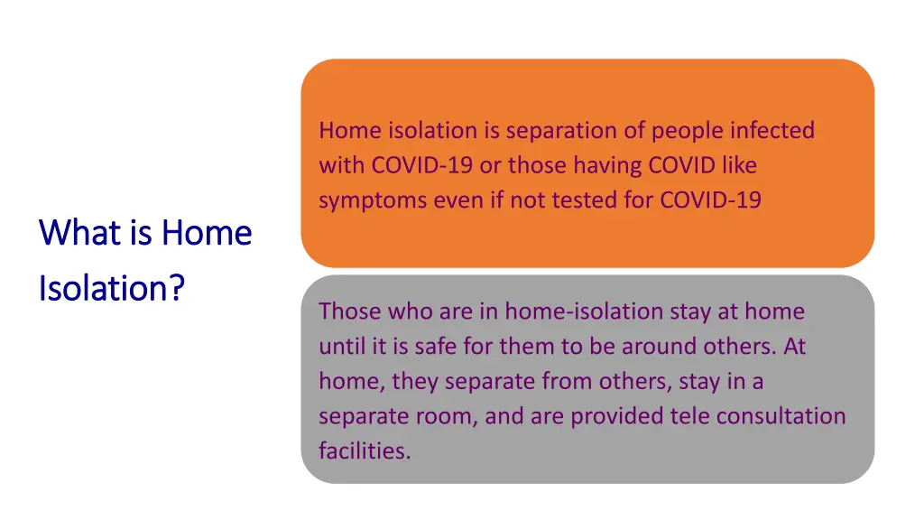 home isolation is separation of people infected