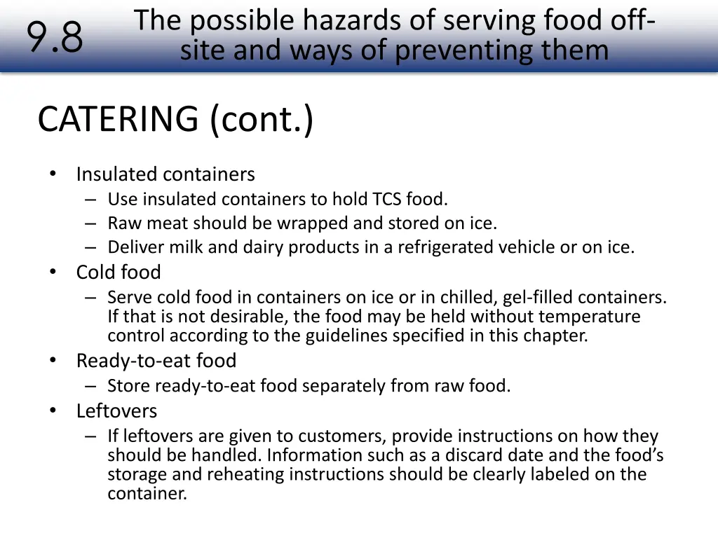 the possible hazards of serving food off site 1