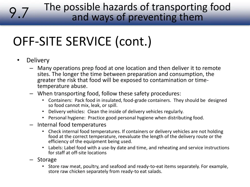 the possible hazards of transporting food 1