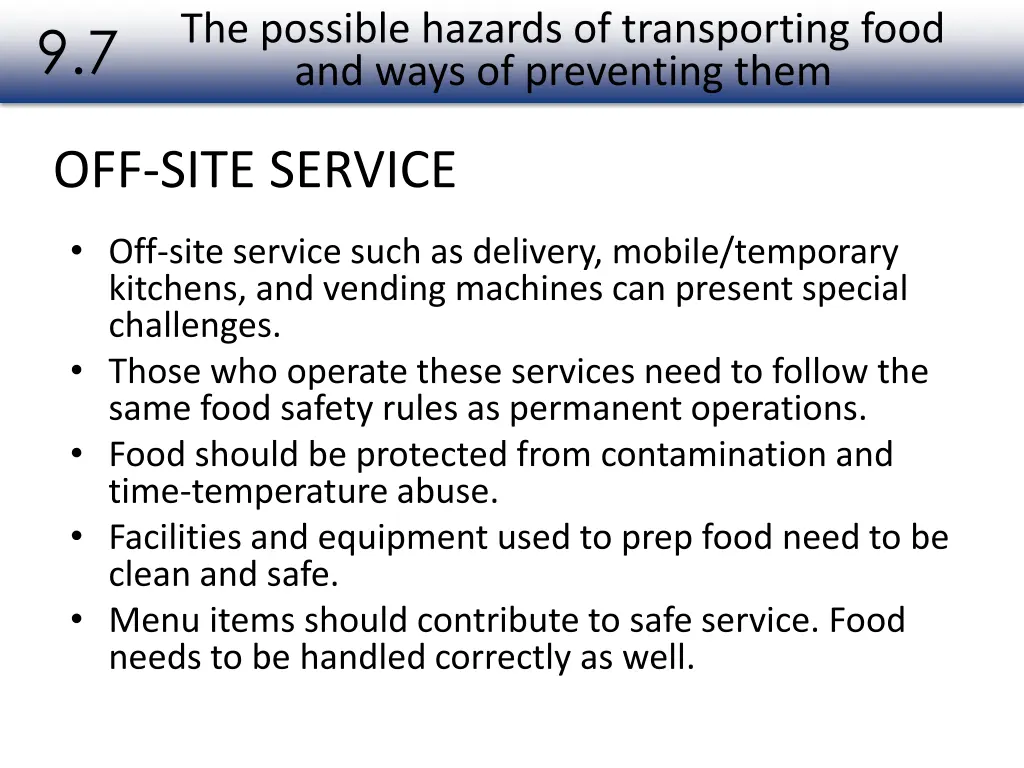 the possible hazards of transporting food