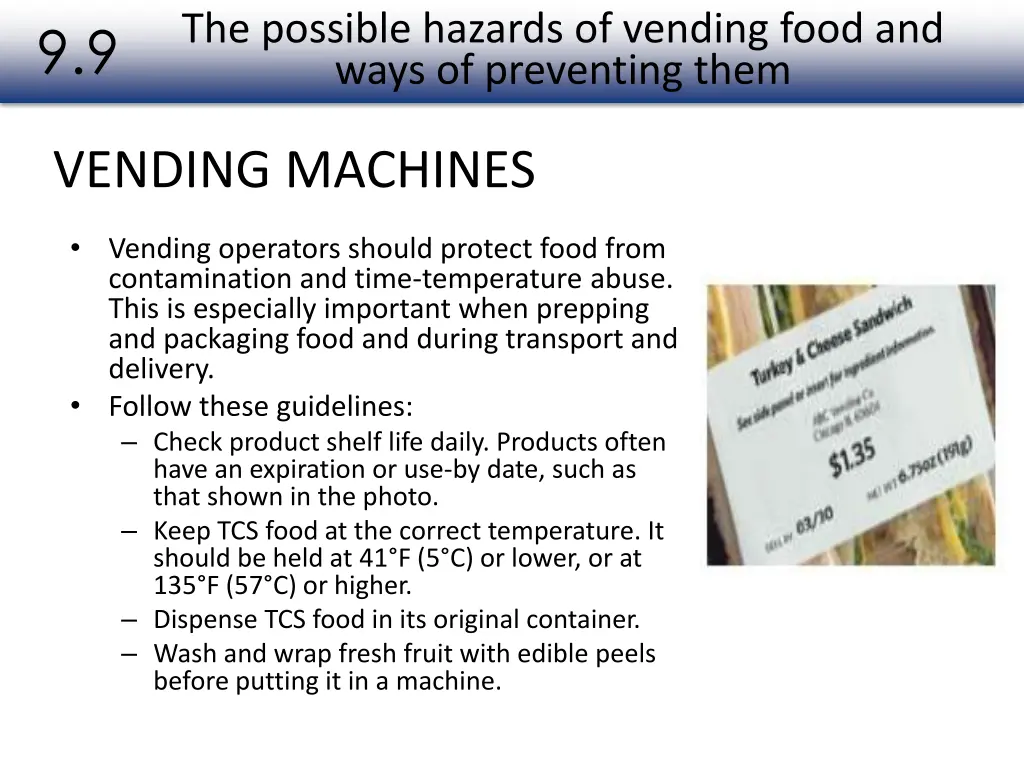 the possible hazards of vending food and ways