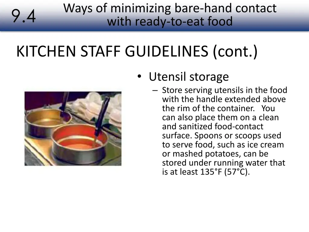 ways of minimizing bare hand contact with ready 1