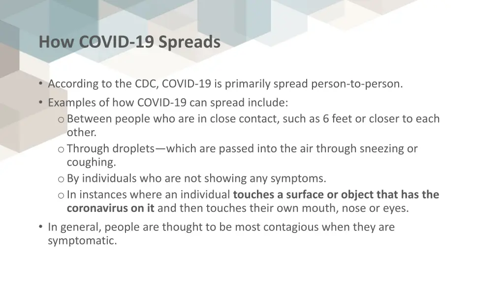 how covid 19 spreads