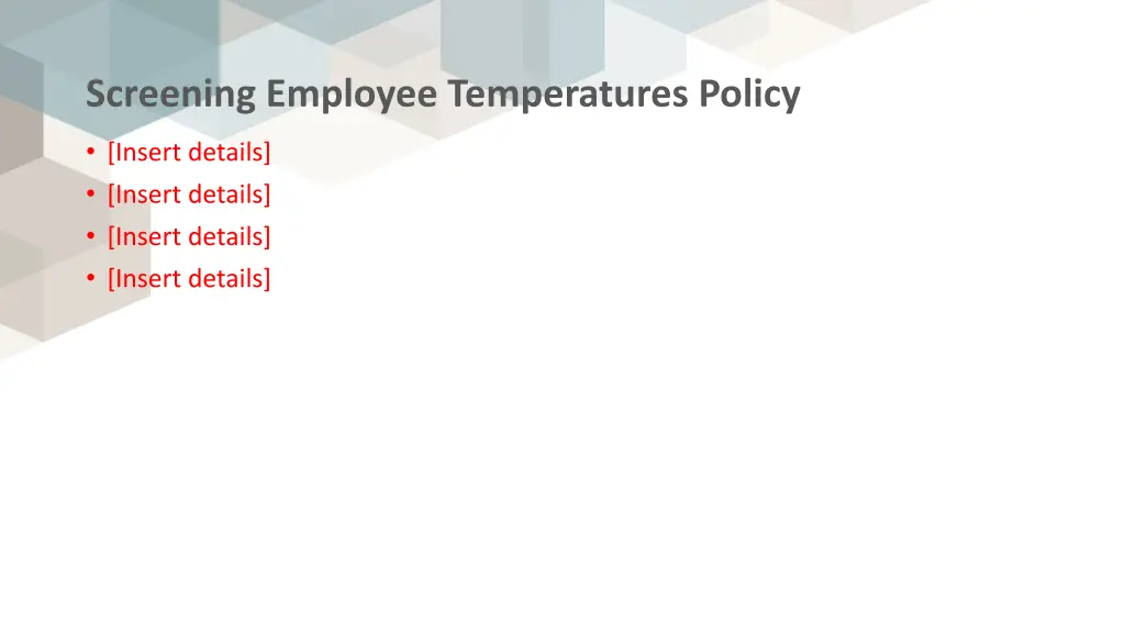 screening employee temperatures policy