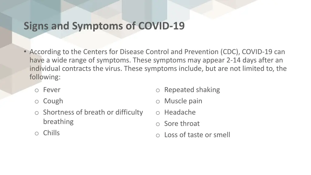 signs and symptoms of covid 19