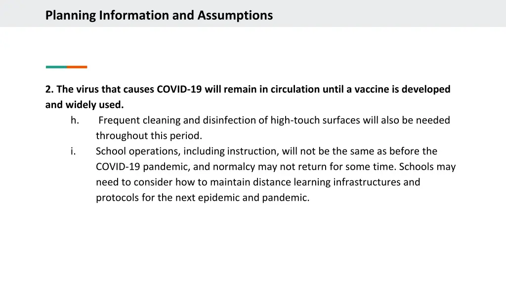 planning information and assumptions 3