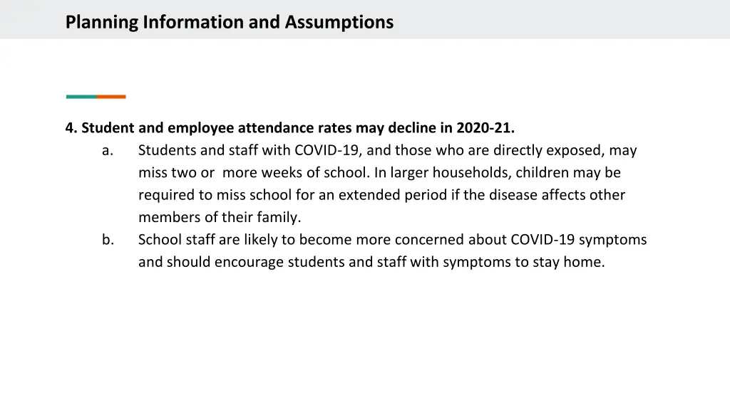 planning information and assumptions 5