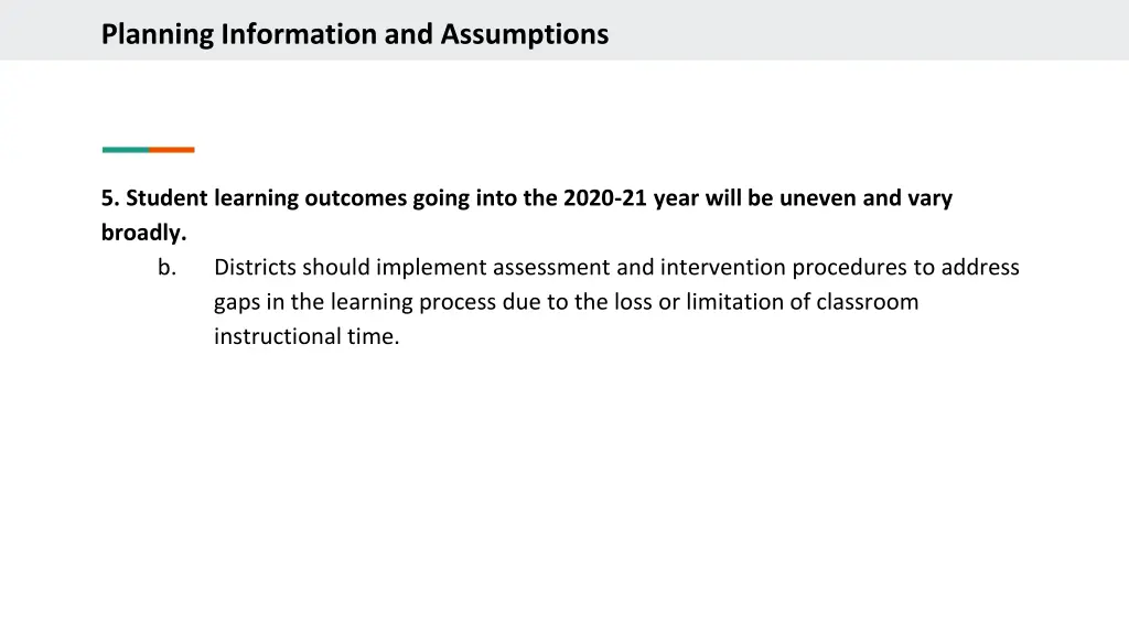 planning information and assumptions 7