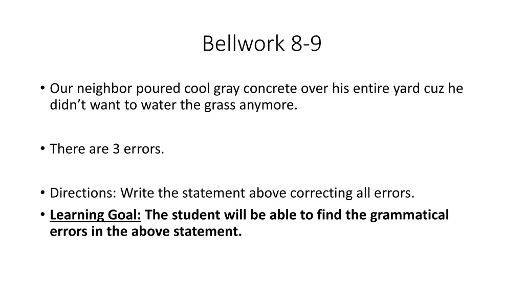 bellwork 8 9