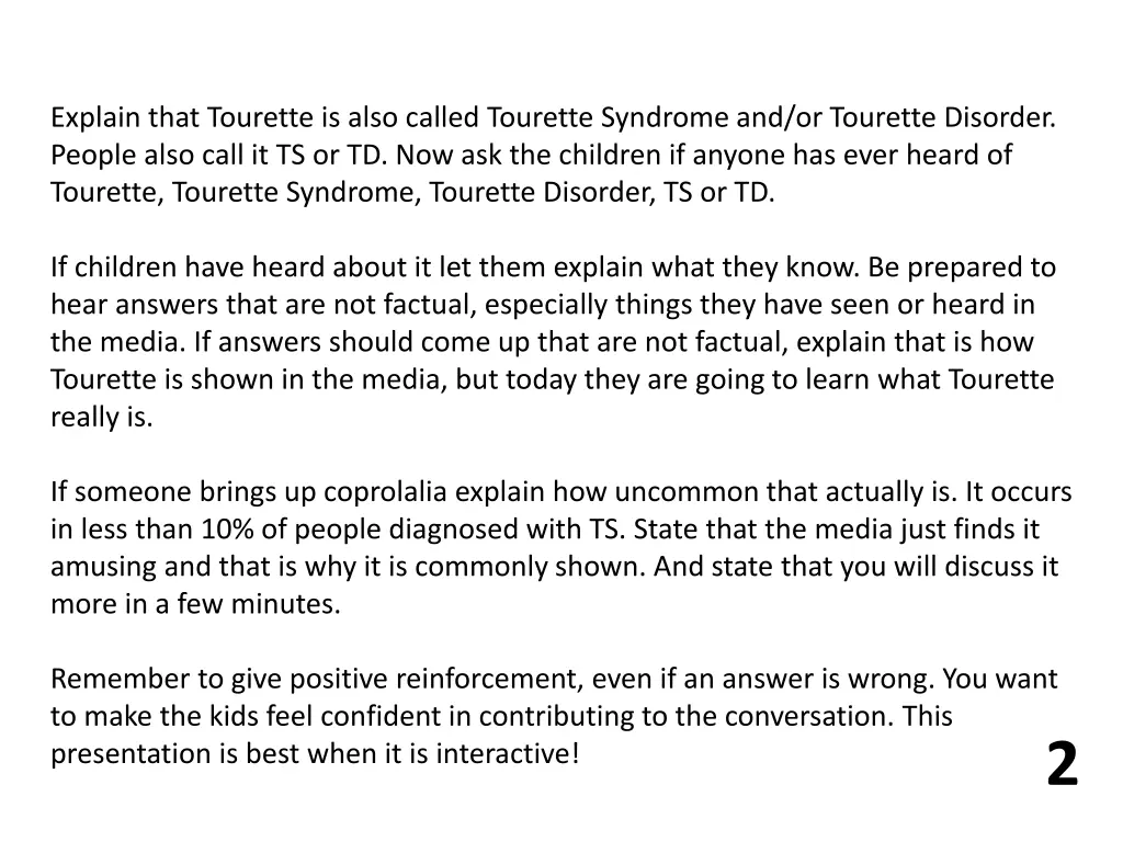 explain that tourette is also called tourette