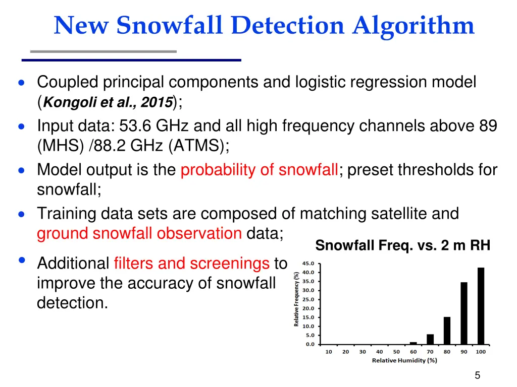 new snowfall detection algorithm