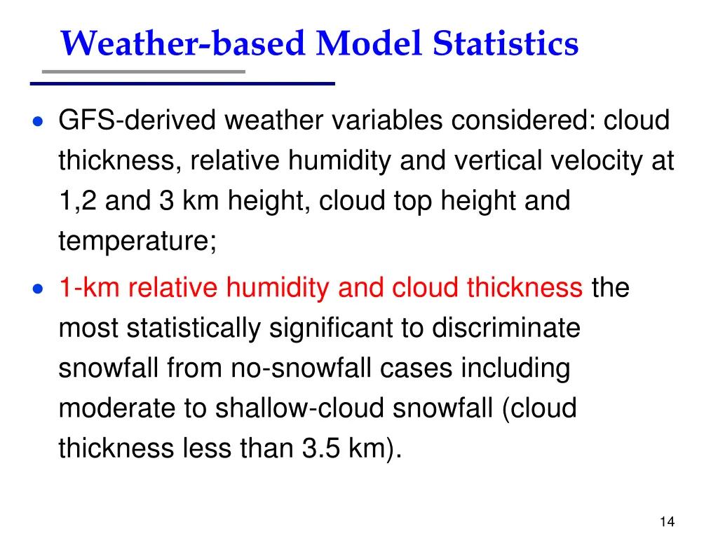 weather based model statistics